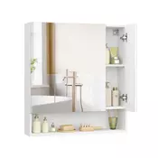 Songmics Kopalniška omarica z ogledalom 165x70x75 cm bela