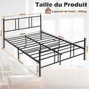 Costway Posteljni okvir platforma 200x140 cm črn