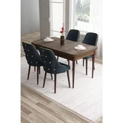 Hanah Home trpezarijski set Tia, sto i 4 stolice, ploca u dekoru drveta Baroque, antracit tkanina Babyface