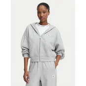 Calvin Klein Jeans Jopa na zadrgo Woven Label Hoodie  svetlo siva
