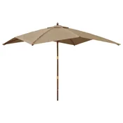 Vrtni suncobran s drvenim stupom smedesivi 300 x 300 x 273 cm