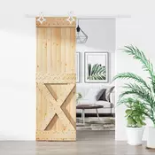 vidaXL Drsna vrata Naravna in bela 70 x 210 cm Masiven borov les