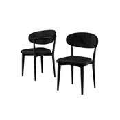 Hanah Home set trpezarijskih stolica Onex 6 kom, crna bukle tkanina, crne drvene noge
