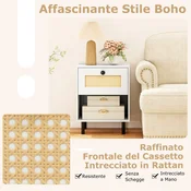 Costway Nočna omarica za spalnico 40x30x52 cm z predalom in odprtim predelkom kovinske noge 1 kos