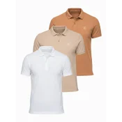 Moška polo majica Ombre - komplet bela/bela/svetlo rjava