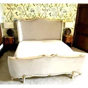 Casa Padrino luxury baroque double bed cream/gold - Antique style solid wood bed - Luxury bedroom furniture in baroque style - Baroque furniture - Baroque furnishings - Bedroom furnishings