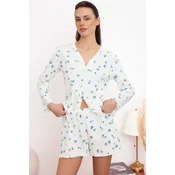 Trendyol Milla ženski set 100% Cotton Floral Patterned Baby Overlock Cardigan Knitted Pajama Set Thmss26Pt00014, Ecru-Ecru