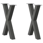 Vidaxl Noge za jedilno mizo v obliki črke X, 2 kosa, antracitne, 50 x (72-73) cm, jeklo