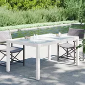 Vidaxl vidaXL Vrtna miza 150x90x75 cm steklo in PE ratan bela