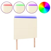 Vidaxl LED posteljno vzglavje krem 80x5x118/128 cm umetno usnje