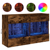 MAISON CHIC Stenska TV omarica - TV stojalo - Televizijska omarica z LED lučkami dimljeni hrast 98,5x30x60,5 cm, (21698874)