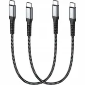 shumee SUNGUY USB-C na USB-C 60W PD kabel, 30 cm [2 kosa] - hitro polnjenje