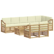 Setovi sofa s jastukom 9 pcs Bijela i krem Čvrsto drvo akacije