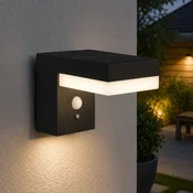 Lumisky LED-sončna stenska svetilka Cenova, črna, širina 16 cm, senzor - Sodobni - Aluminij