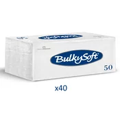 BULKYSOFT Salvete, 50/1, Dvoslojna, 40 pakovanja, 38x38 cm, Bela