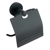 SAMBA držalo za toaletni papir s pokrovom, črno - Črna - 135x140x50 mm - Aqualine - SAMBA - 24 - Zlitina - Nosilec toaletnega papirja - Krožni - 135 - 140 - 50 - 14