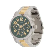 GUESS Analogna ura Parker zlata/temno zelena/srebrna