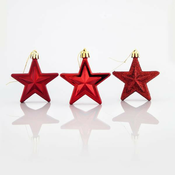 Eurolamp Božicni ukrasi plasticne crvene zvijezde, 6,5 cm, set od 12 kom
