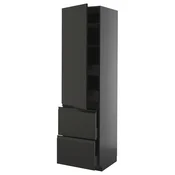 METOD/KNIVSHULT Visoka omara+plc/4prd/vrata/2 ličn, črno siva/Upplöv mat antracitna, 60x60x220 cm