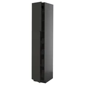 METOD / KNIVSHULT Visoki element s 2 vrata/4 ladice, crno-siva/Nickebo mat antracit, 40x60x220 cm