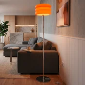EGLO Stojna svetilka Tortora, oranžna, steklo, kovina, višina 153 cm, E27 - Dnevna soba/jedilnica - Mladostno bivanje - oranžna, krom