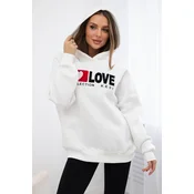 Cotton insulated sweatshirt with ecru hood