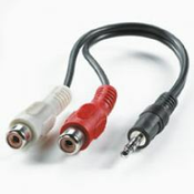 Value klinker avdio priključni kabel [1x 3,5 mm banana moški konektor - 2x ženski cinch konektor] 0.20 m črna zaščiten
