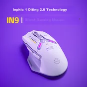 Inphic Bežicni gaming miš, 2.4GHz, Bluetooth, 12000 DPI, Beli