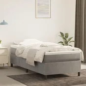 shumee vidaXL Posteljni okvir brez vzmetnice svetlo siv 100x200 cm žamet