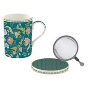 Mug with infuser and lid, porcelain, 350 ml, Magie DOrient Green -