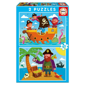 Otroške pravljične puzzle Pirati Educa 2x20 delčkov