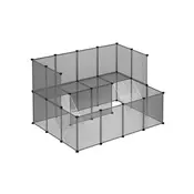Songmics Kletka za male živali ograja 143x108x92 cm siva