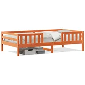 Vidaxl Posteljni okvir brez vzmetnice voščeno rjav 100x200 cm borovina