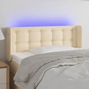 Vidaxl vidaXL Vzglavje postelje z LED diodami kremne barve 103x16x78/88 cm blago