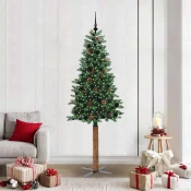 Vidaxl Ožja jelka med 300 LED Zelena 210 cm PVC in trden bor