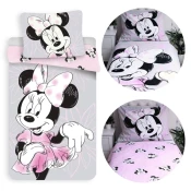 Disney DISNEY Minnie Mouse DVOJNA STRAN, bombažna otroška posteljnina z zadrgo, 100% BOMBAŽ 140x200+70x90 cm OEKO-TEX