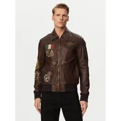 Aeronautica Militare Usnjena jakna 261PN5056U100839 Temno rjava Regular Fit