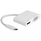 Adapter USB 3.1 tip C (M) - HDMI + VGA (F) beli