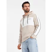 Ombre Mens cotton hoodie with contrasting elements - beige
