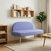 Oblazinjena klop z naslonom Jeans modra 110 x 60 x 76 cm