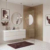 Stena za prhanje Rea Flexi Transparent/Brush Gold 90