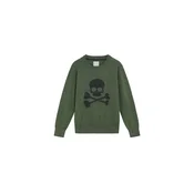 Scalpers Pulover Skull Intarsia antracit/kaki