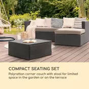 Blumfeldt Theia Lounge Set, vrtni namještaj, kutna garnitura, stol, 5 jastuka, crna