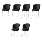 Hanah Home Set barskih stolica Fora, 6 komada, Crno-beli