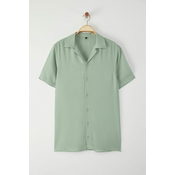 Trendyol Mint Regular Fit Open Collar 100% Viscose Loose Fit Short Sleeve Summer Shirt