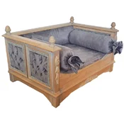 Casa Padrino baroque dog bed gray/natural - Magnificent antique style dog bed - Handmade dog furniture in the baroque style - Antique style pet furniture - Baroque pet furniture