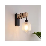 Brilagi - Zidna lampa WOOD GLASS 1xE27/60W/230V borovina/crna/bela