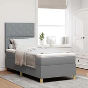 Vidaxl LED Box Spring Postelja Svetlo siva 90 x 190 cm blago