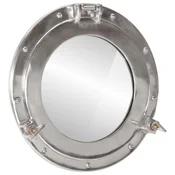 Vidaxl Stensko ogledalo viseče O38 cm aluminij in steklo