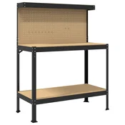 Vidaxl Delovna miza s polico s shranjevanjem Črna 114 x 54 x 145 cm